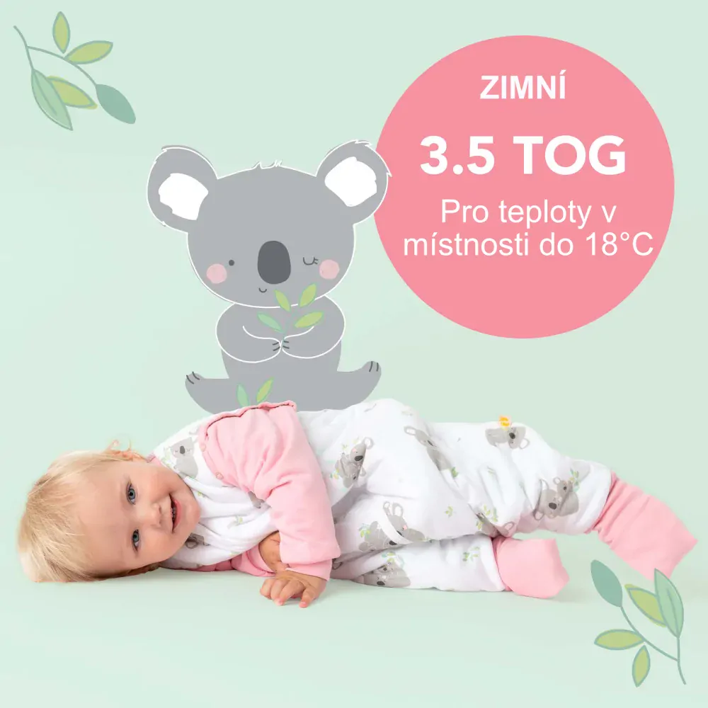 Koala ZIMNÍ PROTISKLUZOVÝ spací pytel s nohavičkami a s ODEPÍNACÍMI RUKÁVY 110cm | Slumbersac