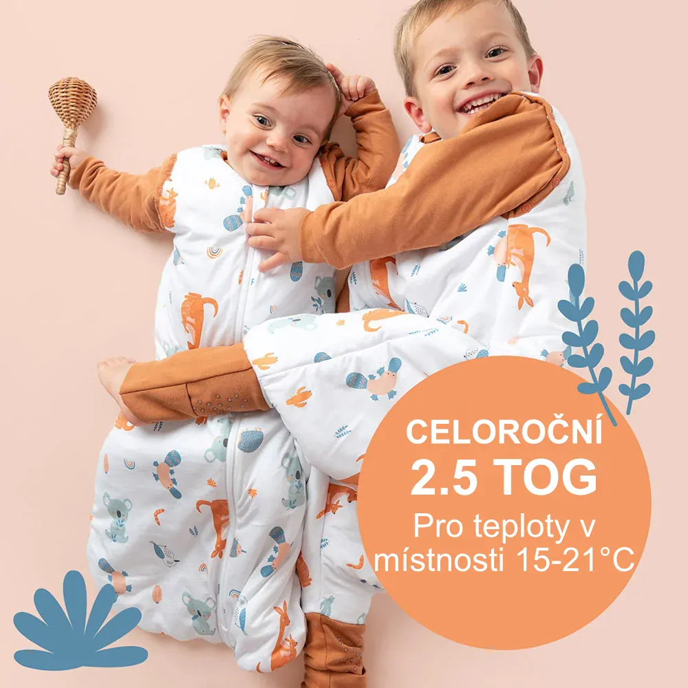 Hlavou vzhůru CELOROČNÍ dětský spací pytel s ODEPÍNACÍMI rukávy 6-18měsíců, 90cm