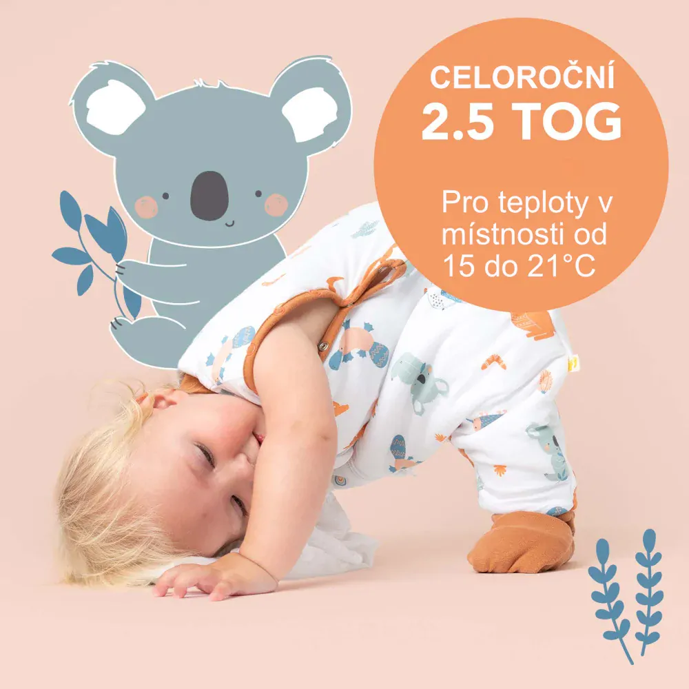 Hlavou vzhůru CELOROČNÍ PROTISKLUZOVÝ spací pytel s nohavičkami a s ODEPÍNACÍMI RUKÁVY 70cm