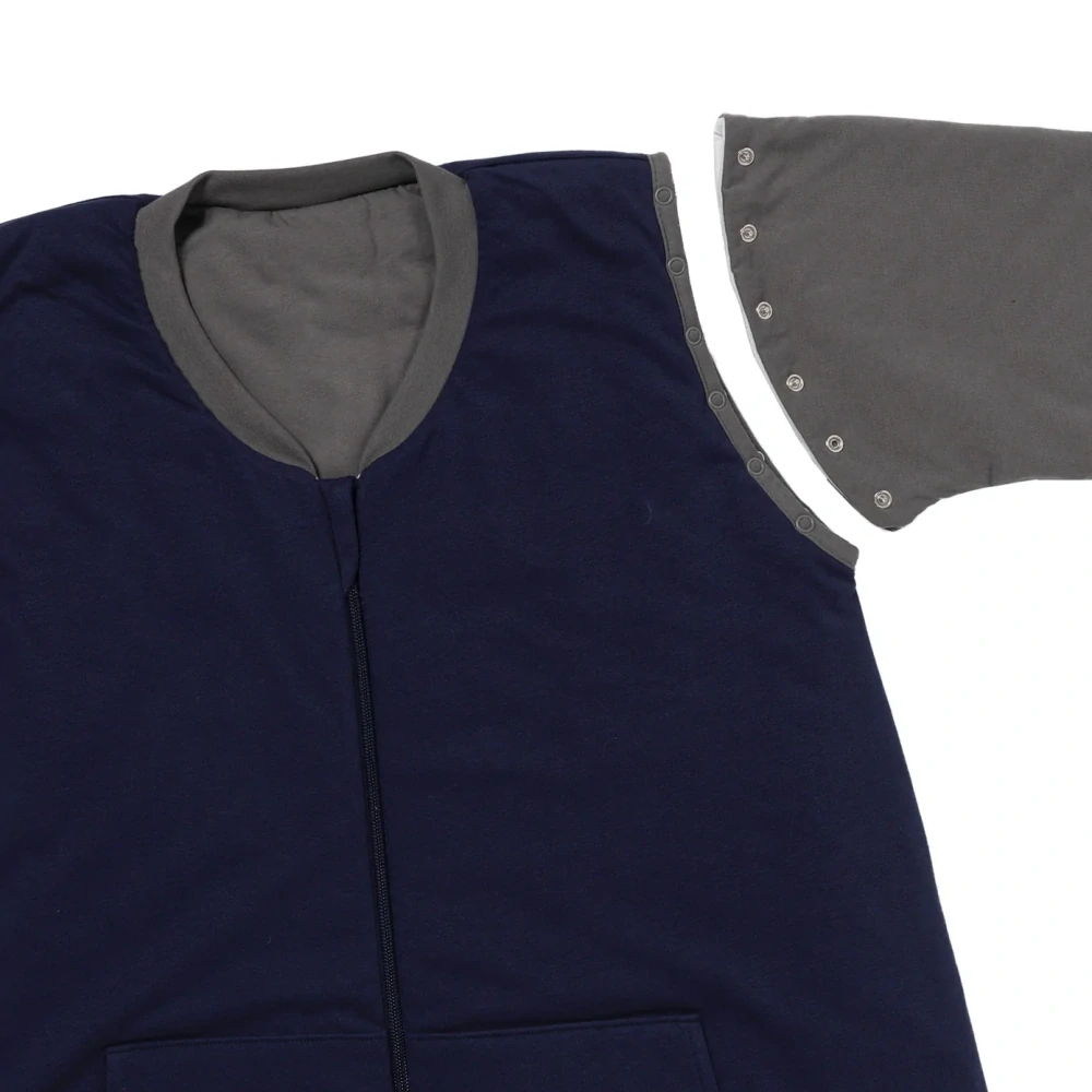 Modro-šedý ZIMNÍ spací pytel s KAPSAMI, nohavičkami a odepínacími rukávy, vel.M 