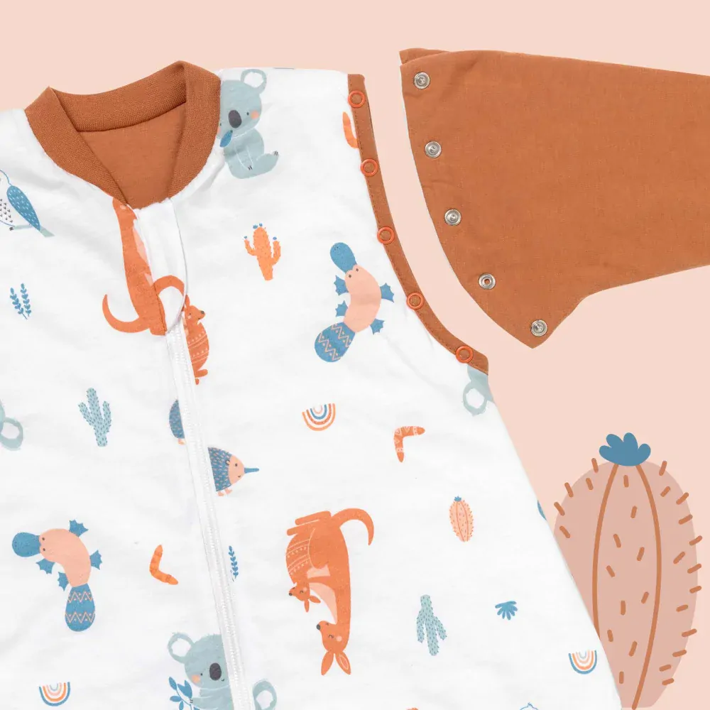 Hlavou vzhůru CELOROČNÍ dětský spací pytel s ODEPÍNACÍMI rukávy 6-18měsíců, 90cm