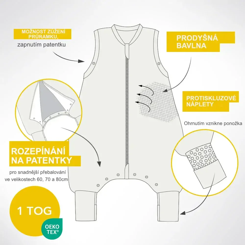 Koníci LETNÍ PROTISKLUZOVÝ spací pytel s nohavičkami 90cm