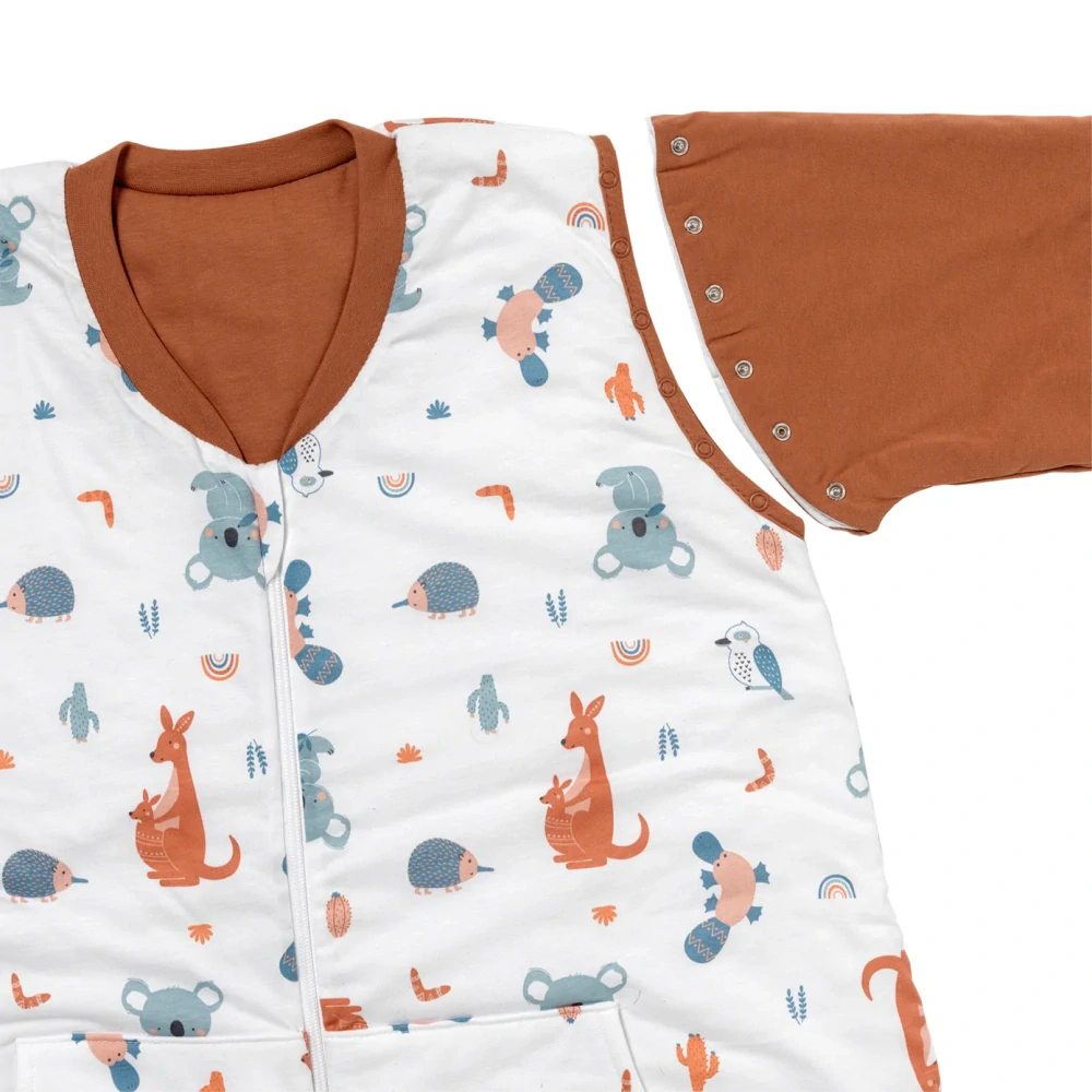 Hlavou vzhůru CELOROČNÍ spací pytel s KAPSAMI, nohavičkami a odepínacími rukávy, vel.S 