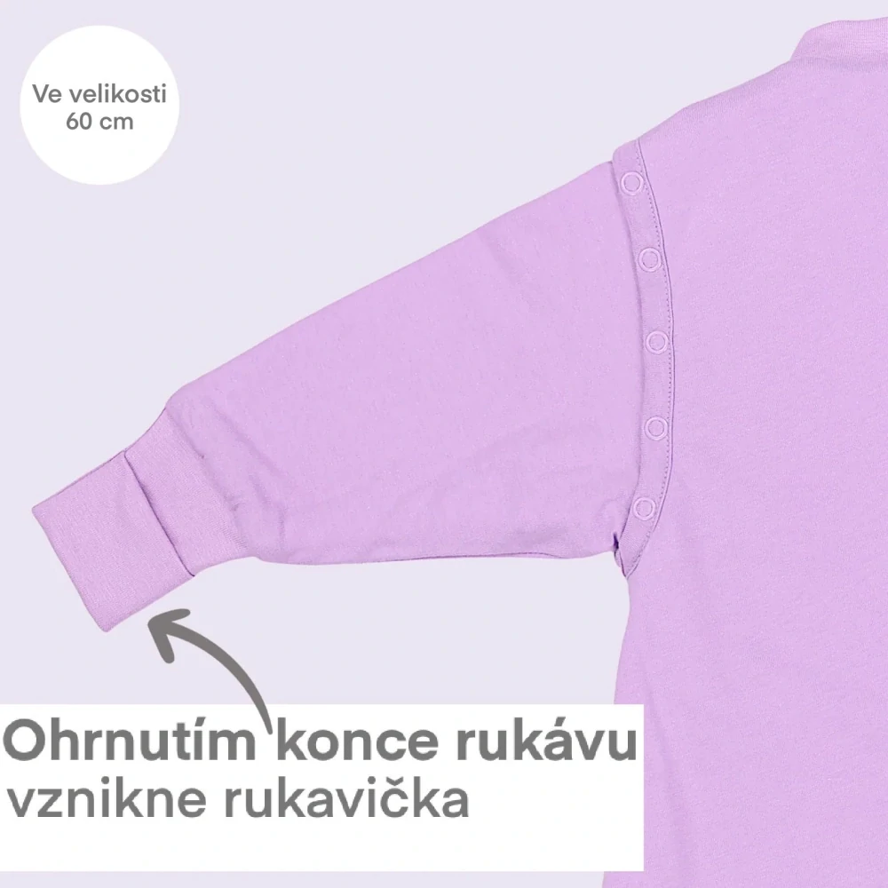 Levandule LETNÍ PROTISKLUZOVÝ spací pytel s nohavičkami a ODEPÍNACÍMI RUKÁVY 60cm