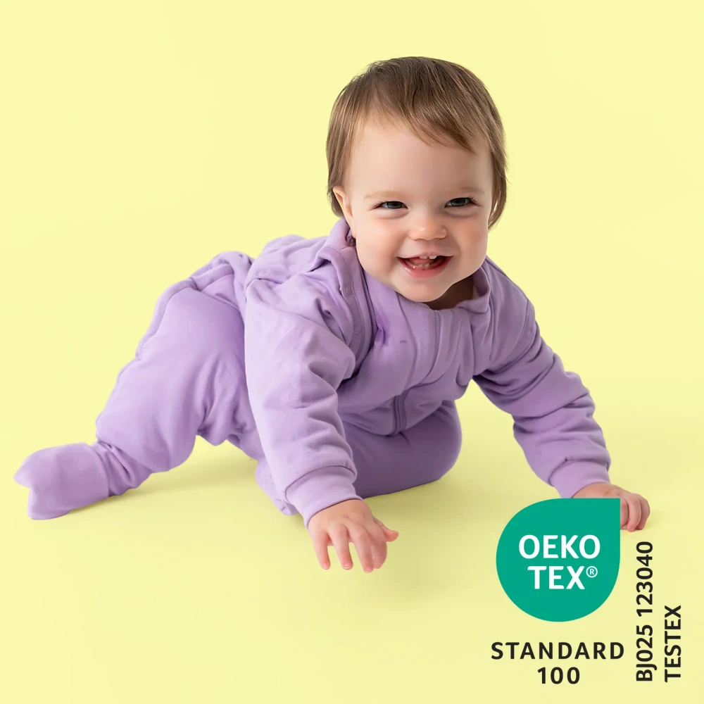 Levandule CELOROČNÍ PROTISKLUZOVÝ spací pytel s nohavičkami a s ODEPÍNACÍMI RUKÁVY 80cm