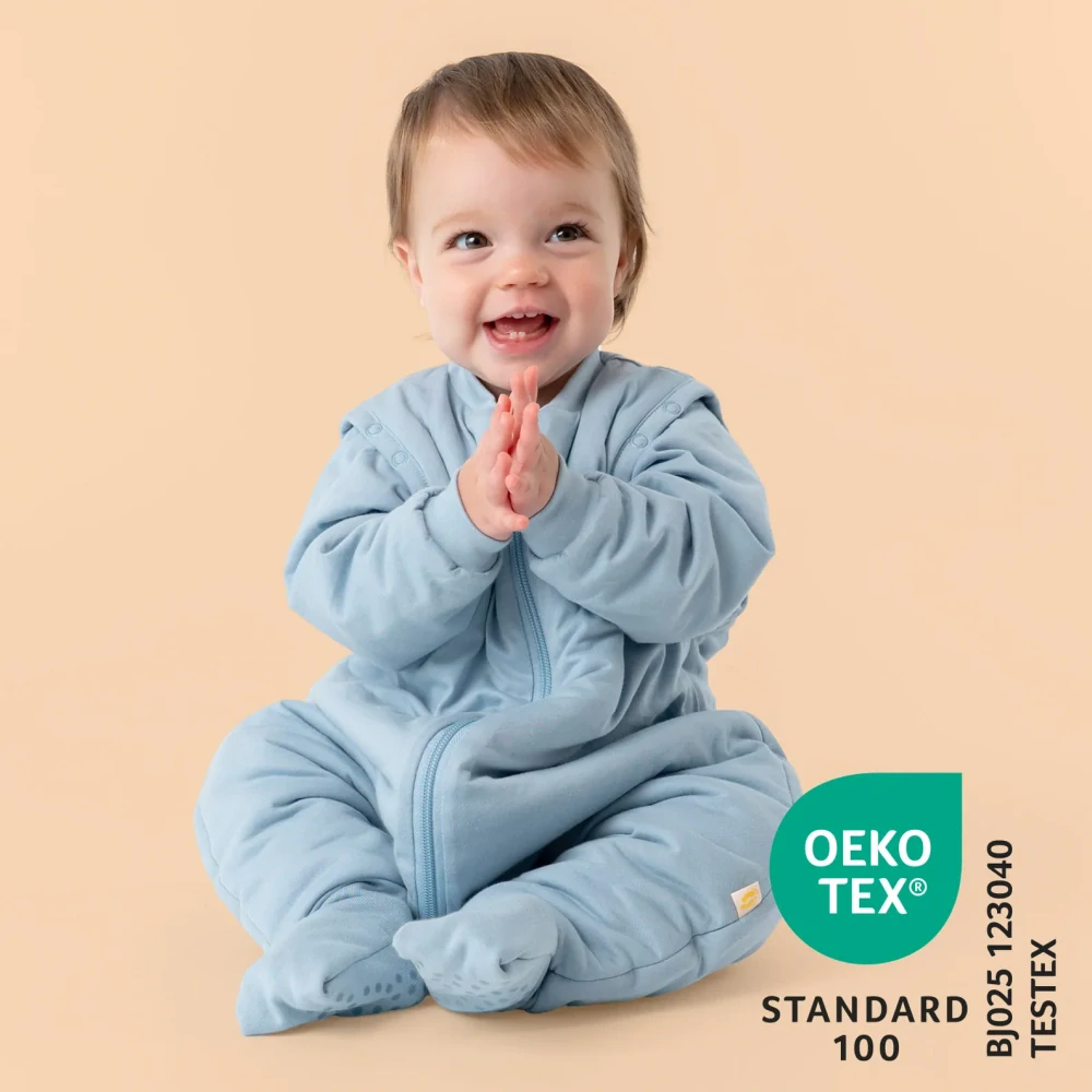 Ledovcový CELOROČNÍ PROTISKLUZOVÝ spací pytel s nohavičkami a s ODEPÍNACÍMI RUKVÁVY 110cm