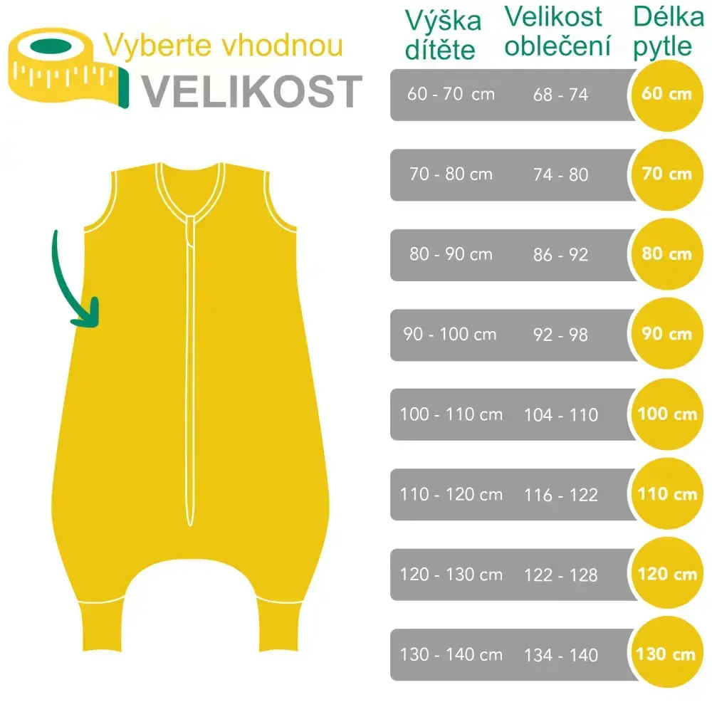 Hlavou vzhůru MUŠELÍNOVÝ 0.5Tog EXTRA TENKÝ LETNÍ spací pytel s nohavičkami 70cm